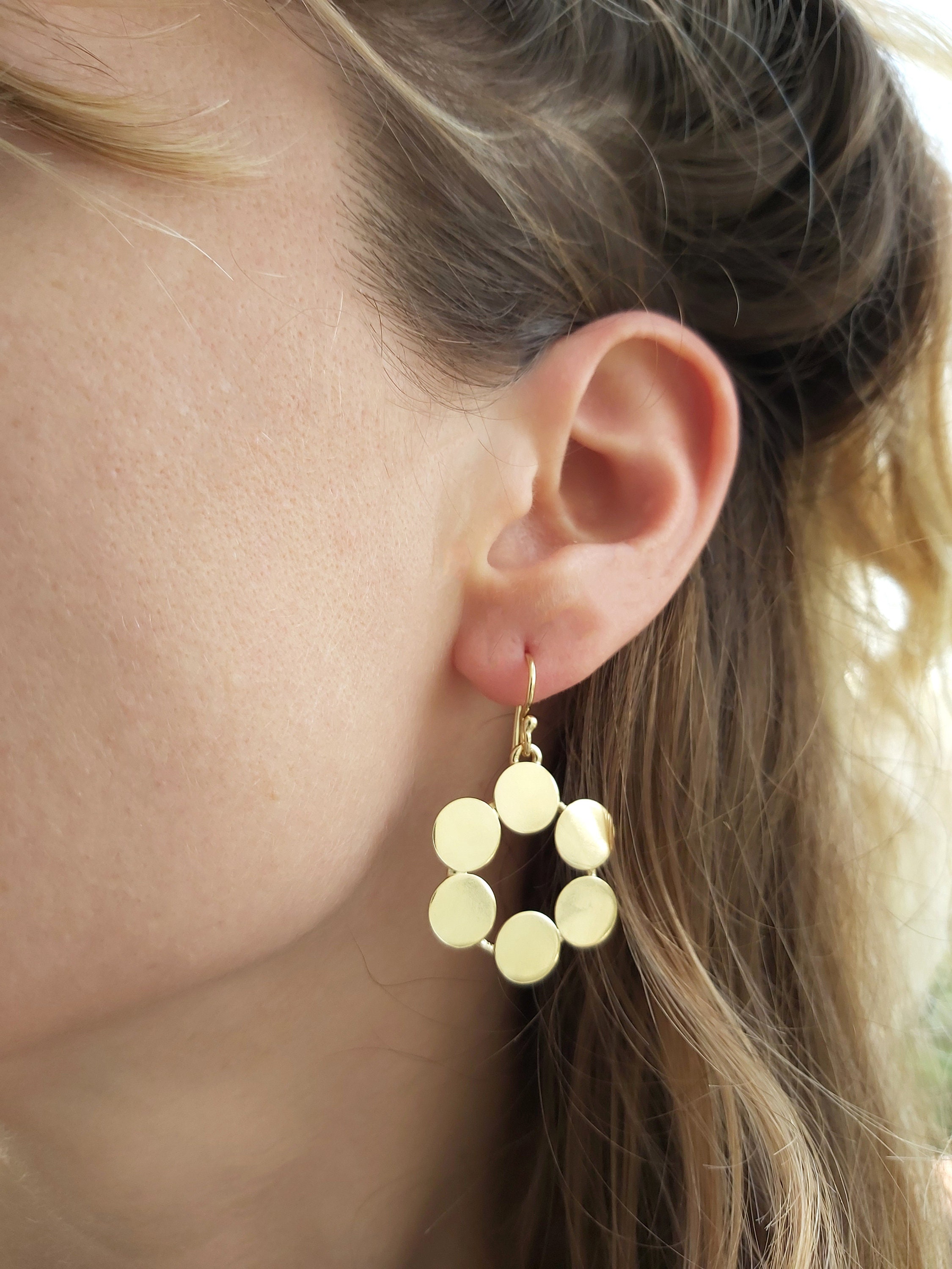 Gold Circle Earrings Geometric Earrings Simple Gold Etsy