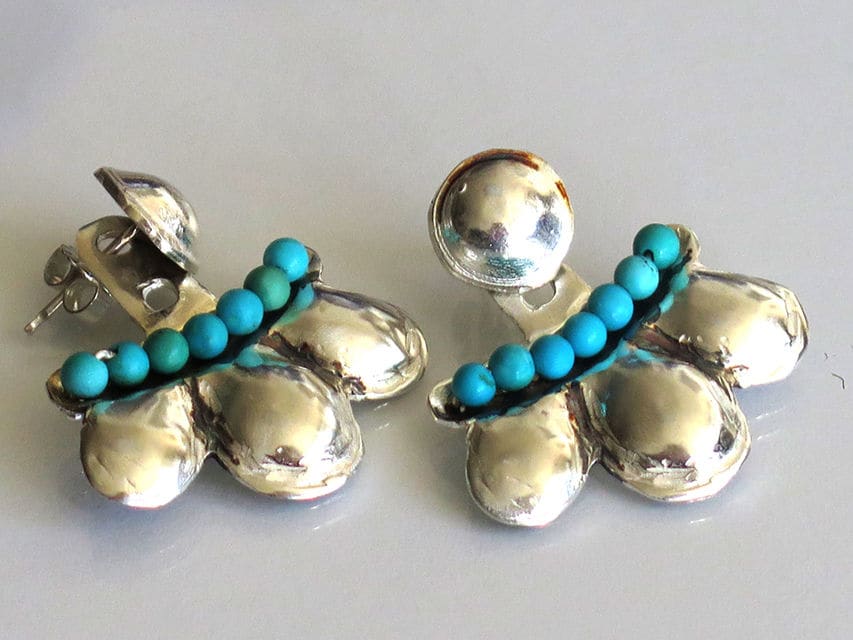 Turquoise Ear Cuffs Studs and Jackets Silver Turquoise Etsy