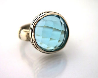 Blue Topaz Ring,Blue Ring Silver,Minimalist Ring,Blue Jewelry Ring,Blue Topaz Jewelry,Topaz Jewelry,Rose Cut Stone Ring