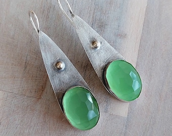 Green Teardrop dangles, Long Drop Earrings, Green Stone Earrings, Bright Dangles, Everyday Dangles, Boho Green Stone, Black Friday Sale