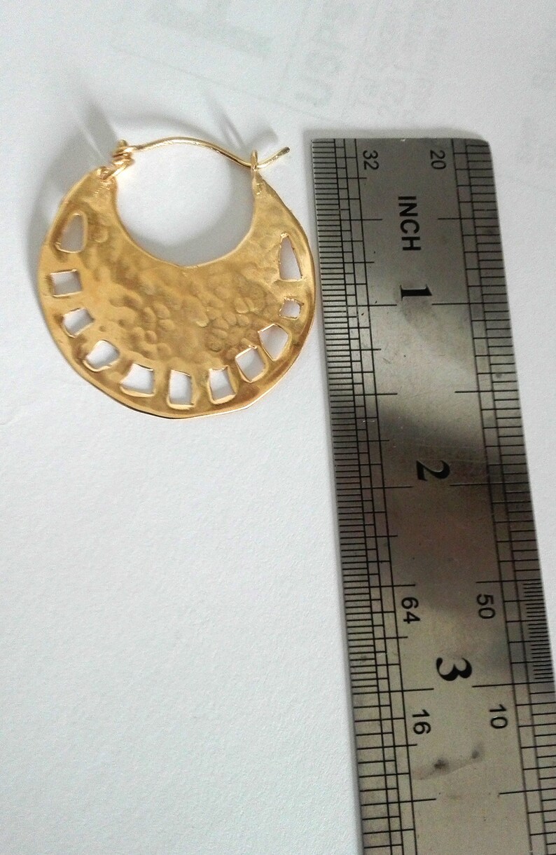 Tribe Hoop Sterling Silver Earrings plated in 18K Gold main image 0