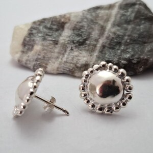 Handmade Sterling Silver Studs: Round Dome Earrings
