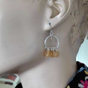 Silver Citrine Earrings, Citrine Jewelry, Sterling Earrings, Handmade dangles, Yellow Gemstone Earrings, November Birthstone, Gift for Her image 5