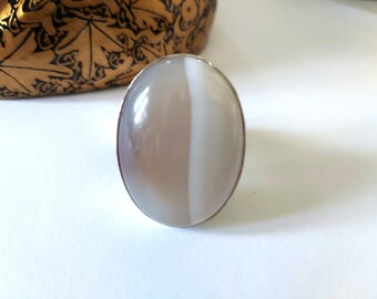 Oval Agate Ring,Statement Agate Ring,Oval Stone Ring,Unique Agate Jewelry,Sterling Stone ring,Silver Gemstone Ring,Gift for Her