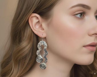 Handmade Sterling Silver Spiral Earrings: Hammered Boho Dangle