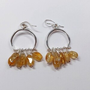 Silver Citrine Earrings, Citrine Jewelry, Sterling Earrings, Handmade dangles, Yellow Gemstone Earrings, November Birthstone, Gift for Her image 2