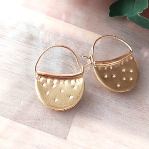 Gold Hoop Earrings,Handmade Hoops, Hammered Jewelry, bohemian Earrings,Gold Plated earrings,Earring Trends,Gift for Her,Women's Gift image 8