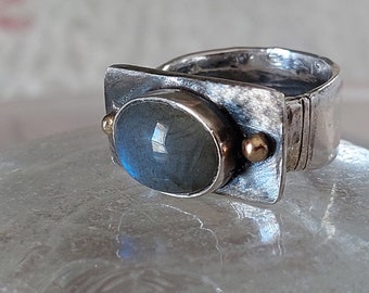 Blue Labradorite Ring,Handmade Sterling Labradorite Jewellery,Sterling Silver,14k Solid Gold Statement Labradorite Ring, Gift for Her