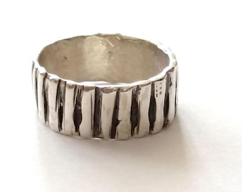 Handmade Sterling Silver Pattern Ring: Wide Band Statement Ring