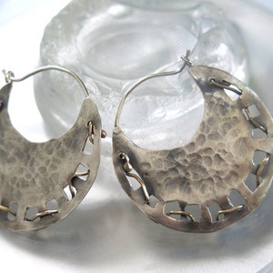 Large Sterling Silver Hoops, Hammered Silver Earrings, Earring Hoops, Textured Earring, Blackened Silver Earring, Raw Silver Earrings