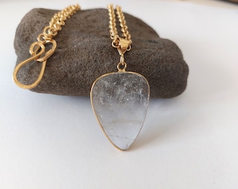 Pear Quartz Gold Filled Pendant Necklace - Handmade Elegant Jewelry