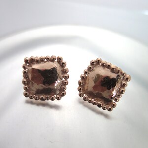 Handmade 18K Rose Goldfilled Square Studs: Granulated Earrings image 7