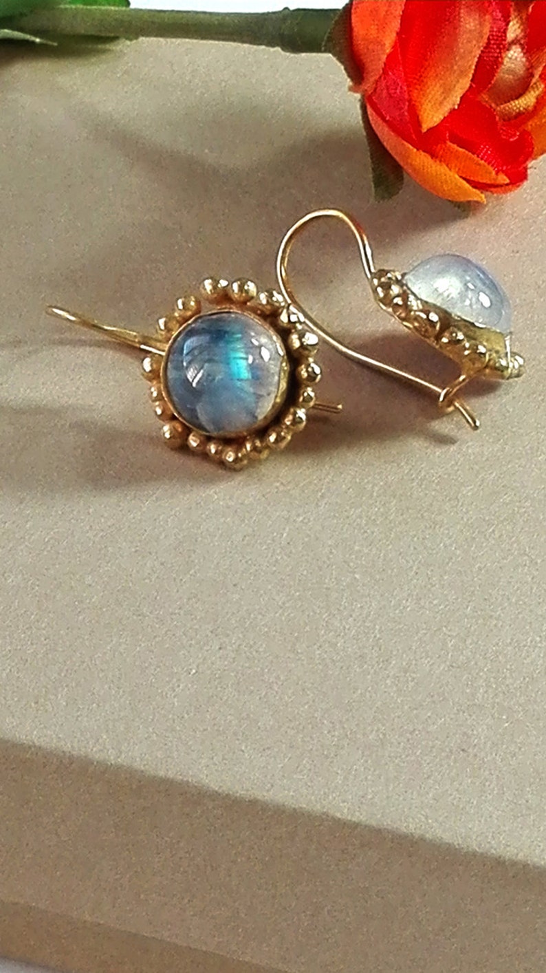 Moonstone Earrings Gold Plated Earrings Moonstone and Gold Etsy