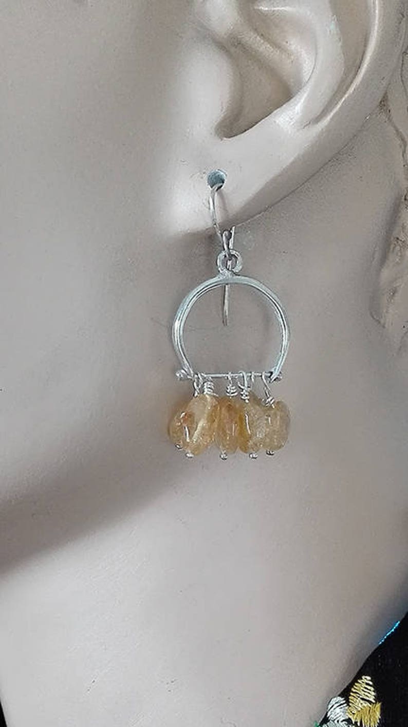 Silver Citrine Earrings, Citrine Jewelry, Sterling Earrings, Handmade dangles, Yellow Gemstone Earrings, November Birthstone, Gift for Her image 6