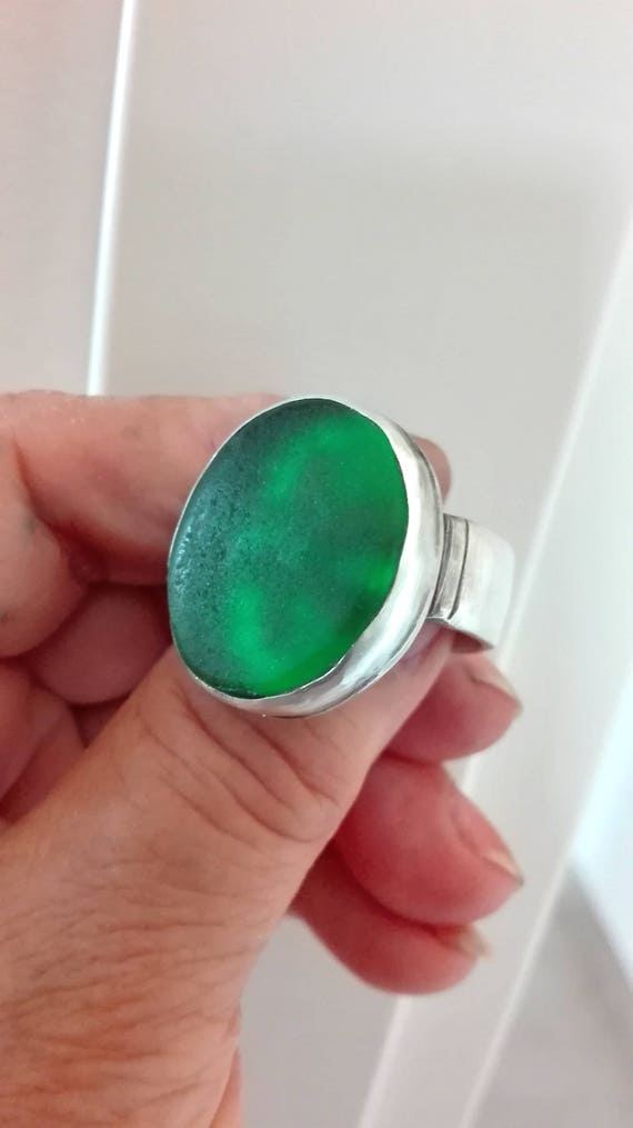 Sterling Green Ring Eco Friendly Ring Unique Ring Gift Etsy