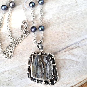 Handmade Crazy Lace Agate Sterling Silver Pendant Necklace: Boho Artisan Jewelry