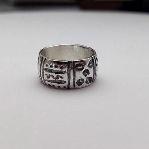Sterling Boho Ring, Textured Band, Chunky Silver Ring, Statement Ring, Solid Sterling Ring, Oxidized Silver, Wearable Art Ring image 4