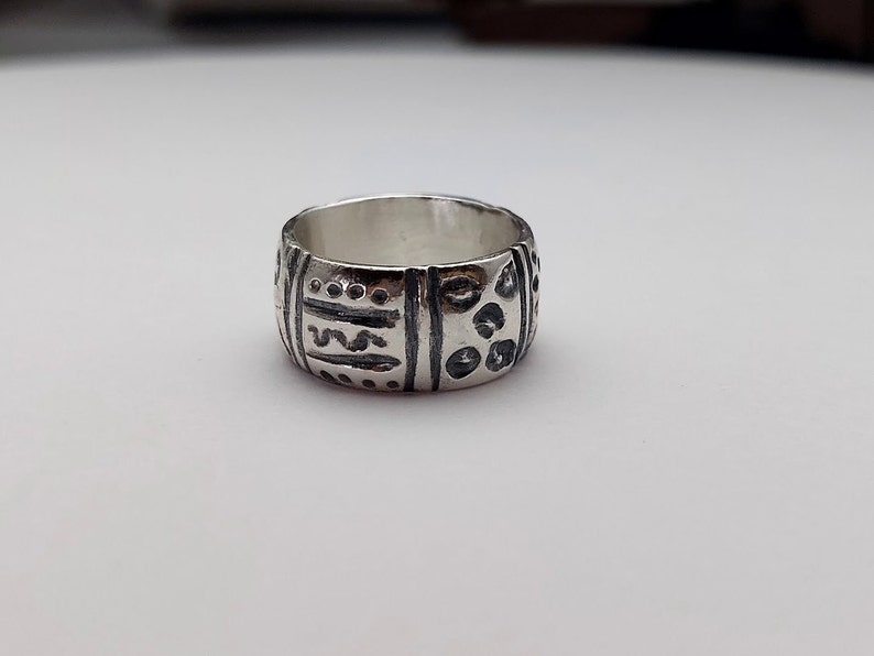 Sterling Boho Ring, Textured Band, Chunky Silver Ring, Statement Ring, Solid Sterling Ring, Oxidized Silver, Wearable Art Ring image 4