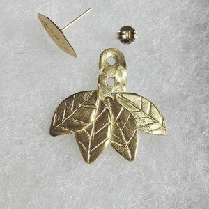 Ear Jacket Earrings, Ear Jackets Gold, Gold Jacket Earrings, Ear Cuff Jacket, Ear Pins, Two in One Ear Jackets, Leaf Ear Climbers, For Her image 5