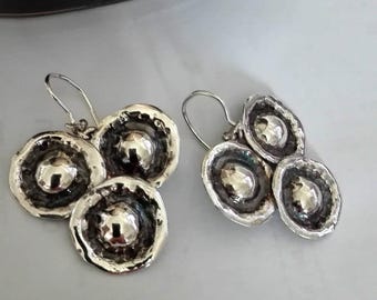 Handmade Sterling Silver Triangle Dangle Earrings: Modern Geometric Jewelry