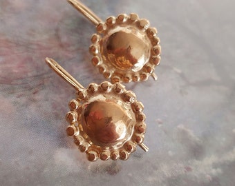 Gold Earrings, Gold Dangle Earrings, Gold Drop Earrings, Small Gold Dangle Earrings, Gold Vermeil plated Silver, Round Earrings