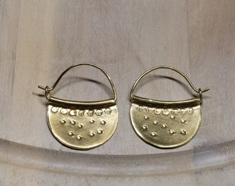 Vermeil Earrings, Gold Earrings, Ethnic Jewelry Hoops, Hammered Silver Jewelry, 18K Gold vermeil Earrings, Everyday Earrings