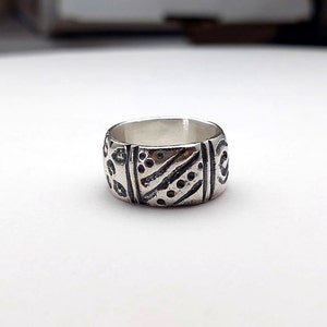 Sterling Boho Ring, Textured Band, Chunky Silver Ring, Statement Ring, Solid Sterling Ring, Oxidized Silver, Wearable Art Ring image 3