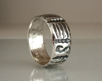 Sterling Band Ring,Wide Band,Wide Silver Ring,Sterling Silver Ring,Hammered Band,Textured Hammered,Bohemian Silver,For Him