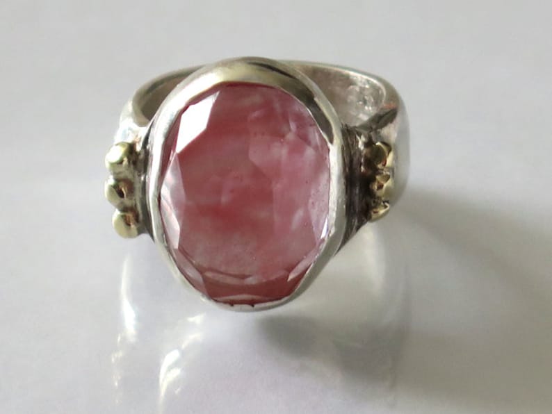 Fine Jewelry Ring Trendy rings silver gold Cherry Quartz Ring Contemporary Pink Ring Sterling Silver Statement Ring