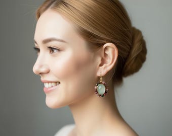 Florale Turmalin & Aqua Chalcedon Ohrringe: 18k Gold Filled Tropfen