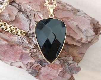 Handgemachte Gold Filled Onyx-Halskette: Dekorativer Haken, 45-cm-Kette