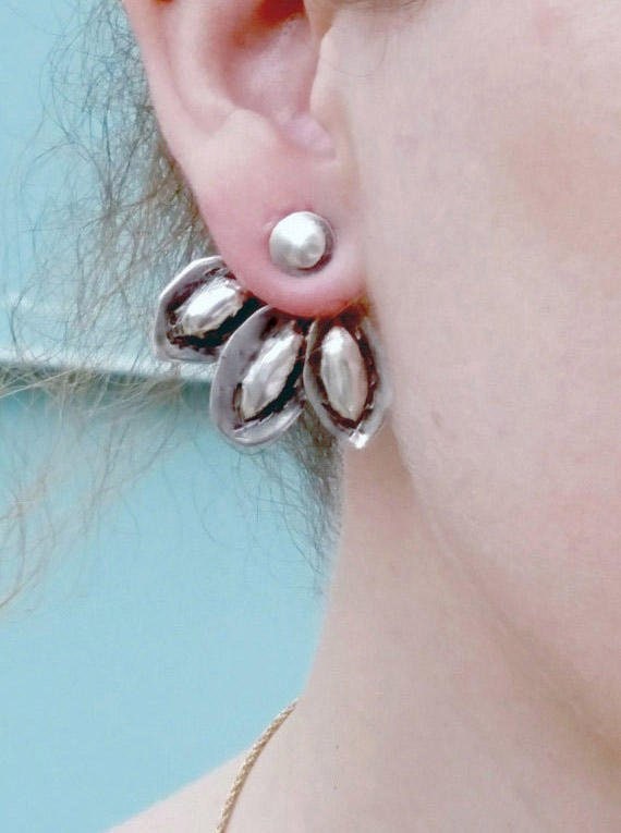 Ear Jacket Earrings Silver Ear Jacket Sterling Silver Etsy
