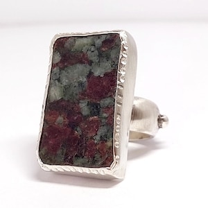 Handmade Eudialyte Statement Ring: Chunky Sterling Silver, Wearable Art