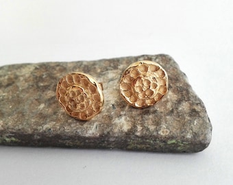 Circle Gold Earrings,Gold Studs,Geometric Earrings,Minimalist earrings,Push Back Studs,Round Posts,Textured Stud Earrings,Woman's Gift