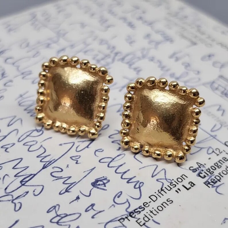 Handmade 18K Rose Goldfilled Square Studs: Granulated Earrings image 10