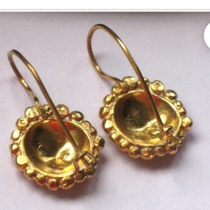 Gold Earrings, Gold Dangle Earrings, Gold Drop Earrings, Small Gold Dangle Earrings, Gold Vermeil plated Silver, Round Earrings image 8
