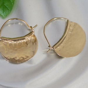 Gold Hoop Earrings,Handmade Hoops, Hammered Jewelry, bohemian Earrings,Gold Plated earrings,Earring Trends,Gift for Her,Women's Gift image 6