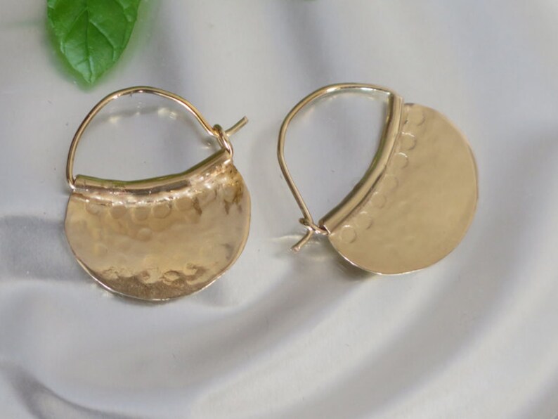 Gold Hoop Earrings,Handmade Hoops, Hammered Jewelry, bohemian Earrings,Gold Plated earrings,Earring Trends,Gift for Her,Women's Gift image 6
