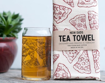 Pint Glass and Tea Towel Set Pizza design