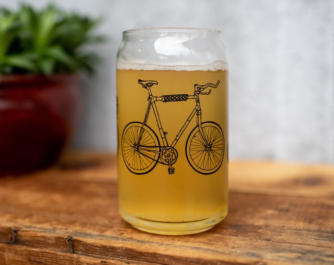 Pack de deux verres pour vélo - Accessoires de bar pour vélo sérigraphiés, cadeau d'art cycliste en verre de bière pour lui