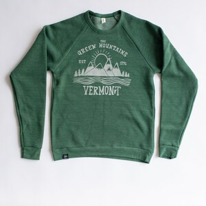 SALE Green Mountains of Vermont Crew Neck Sweatshirt Green image 3