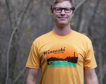 SALE Winooski Vermont shirt screenprinted tee vintage inspired USA made