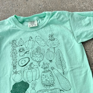 Youth Vegetables Shirt Mint Green screen print toddler vegan tshirt organic cotton