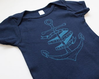 SALE Lake Champlain Anchor Baby Bodysuit Baby shirt Boat Lake art