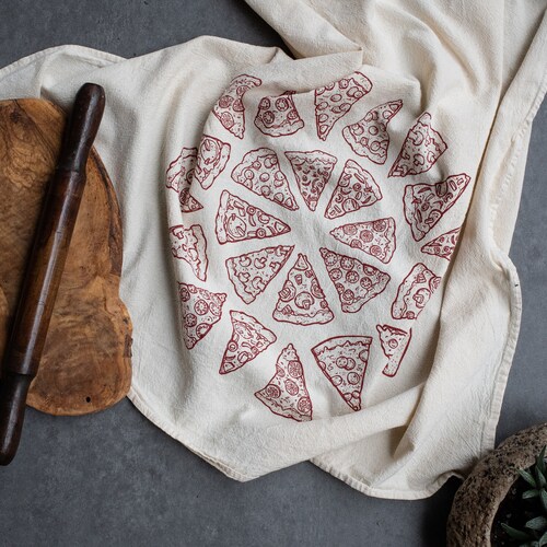 PIZZA Tea Towel Kitchen Towel Screen Print Cook Chef Etsy