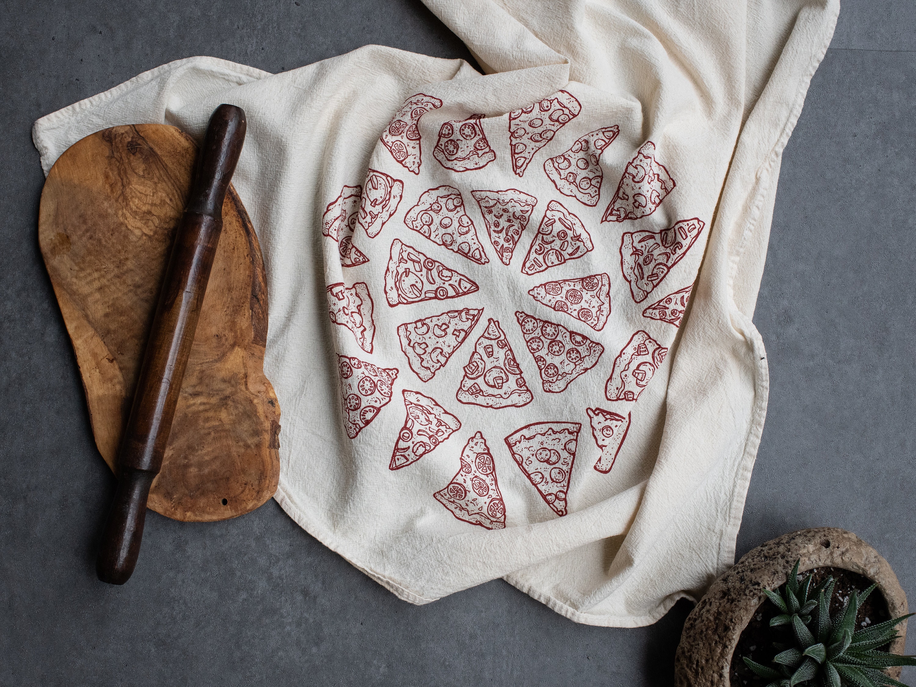 Details about   Kitchen Towel Hand decorated with Pizza Print Tea towel 