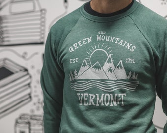 Green Mountains of Vermont Crew Neck Sweatshirt  - Green