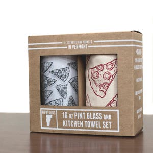 Pint Glass and Tea Towel Set Pizza design image 2