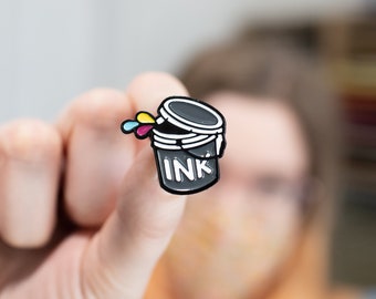 CMYK Ink Bucket Enamel Pin for Printmakers and Screen Printers