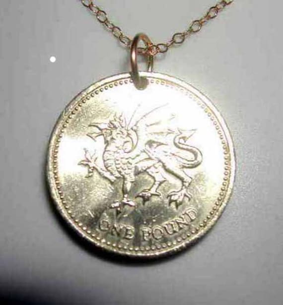 Golden Welsh Dragon Coin Necklace Etsy Canada
